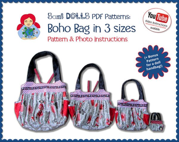 sami dolls boho bag pattern in 3 sizes