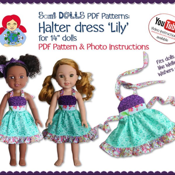 Halter Dress 'LILY' for 14" dolls (Pattern of the Month April 2017)