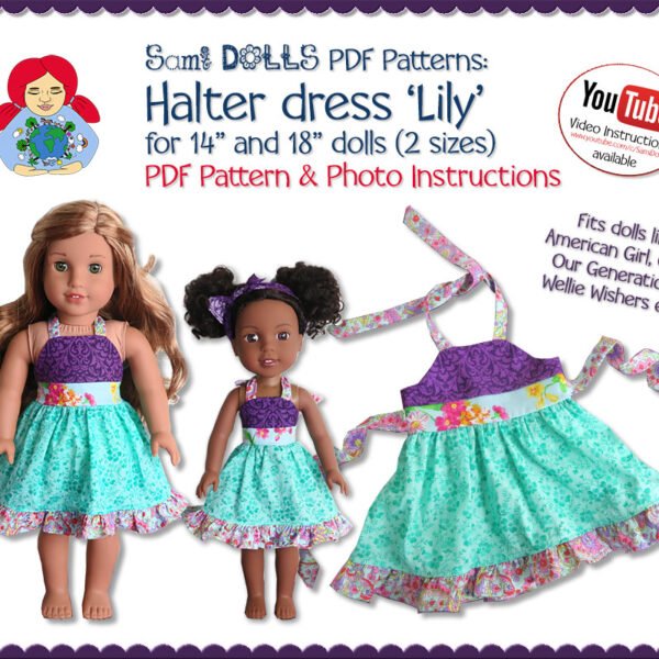 Halter Dress 'LILY' for 14" and 18" dolls