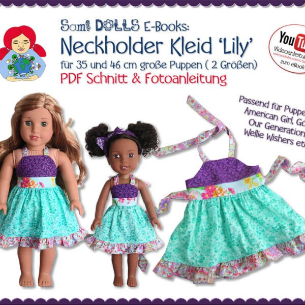 Neckholder Kleid 'LILY' für 35 und 46 cm Puppen