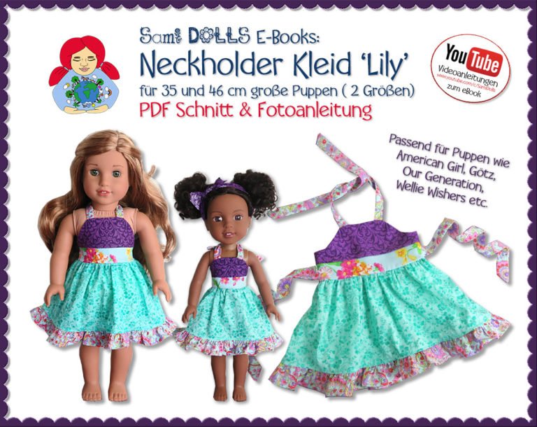 Neckholder Kleid 'LILY' für 35 und 46 cm Puppen