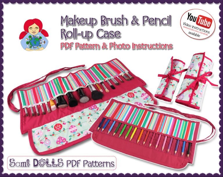 Makeup Brush and Pencil Roll-up Case (Pattern of the Month August 2017)