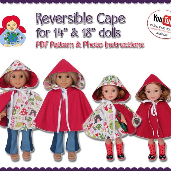 Reversible Cape for 14" and 18" dolls