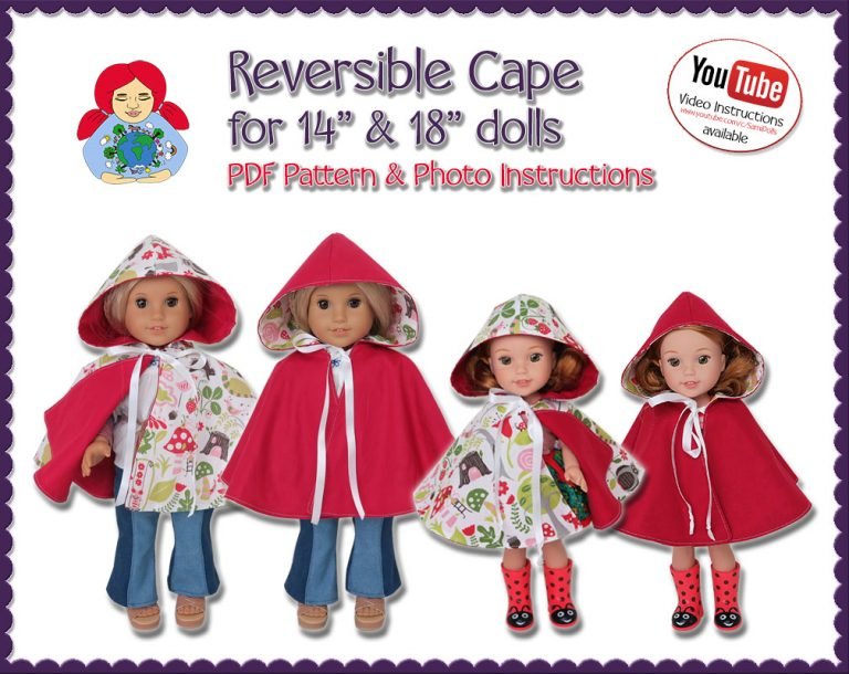 Reversible Cape for 14" and 18" dolls