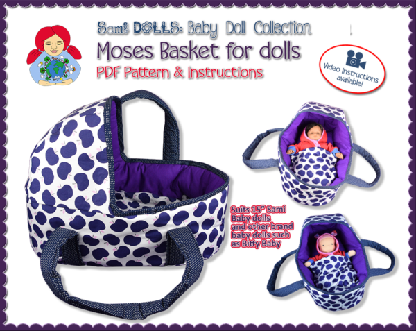 Moses basket/Travel bed for 15" dolls | Sami Baby Doll Collection #10 - PDF download