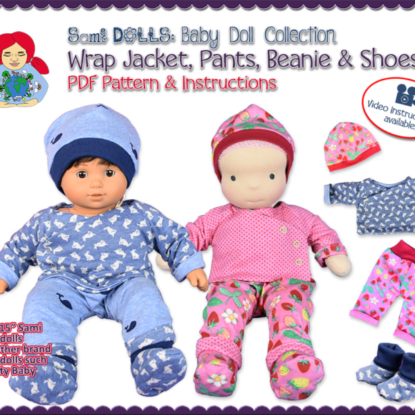 Wrap jacket, pants, beanie and shoes for 15" (baby) dolls | Sami Baby Doll Collection #5 - PDF download