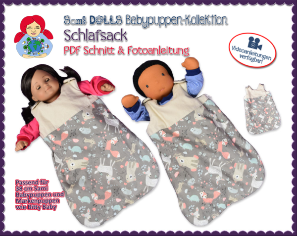 Schlafsack für 38 cm Puppen - PDF Schnittmuster | Sami Babypuppen-Kollektion #7 | Sami Dolls eBooks
