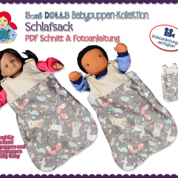 Schlafsack für 38 cm Puppen - PDF Schnittmuster | Sami Babypuppen-Kollektion #7 | Sami Dolls eBooks