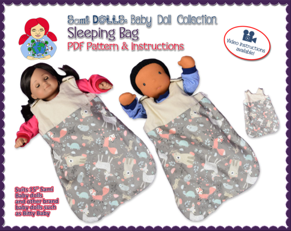 Sleeping bag/Sleeping sack for 15" (baby) dolls | Sami Baby Doll Collection #7 - PDF download