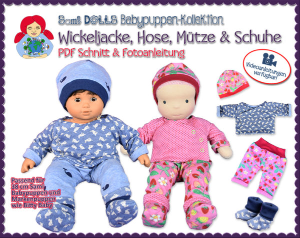 Wickeljacke, Hose, Mütze & Schuhe für 38 cm Puppen PDF Schnittmuster | Sami Babypuppen-Kollektion #5 | Sami Dolls eBooks