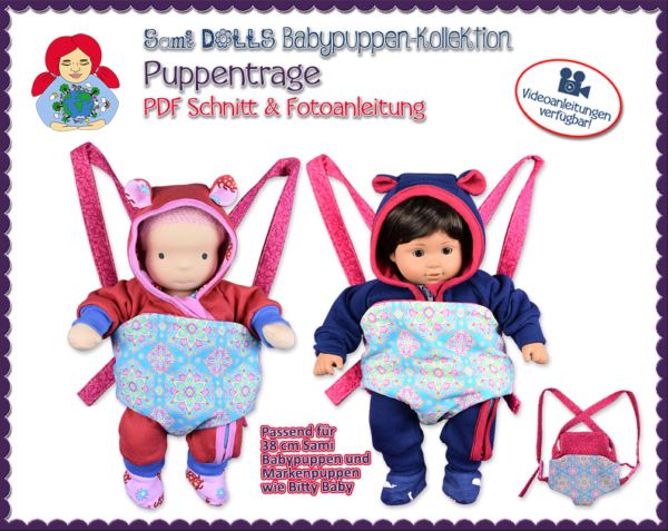 Puppentrage für 38 cm Puppen - PDF Schnittmuster | Sami Babypuppen-Kollektion #8 | Sami Dolls eBooks